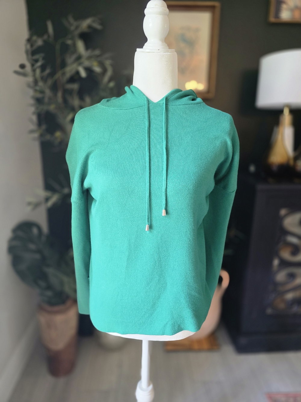 Cyrus Teal Green Hooded Women's Sweater